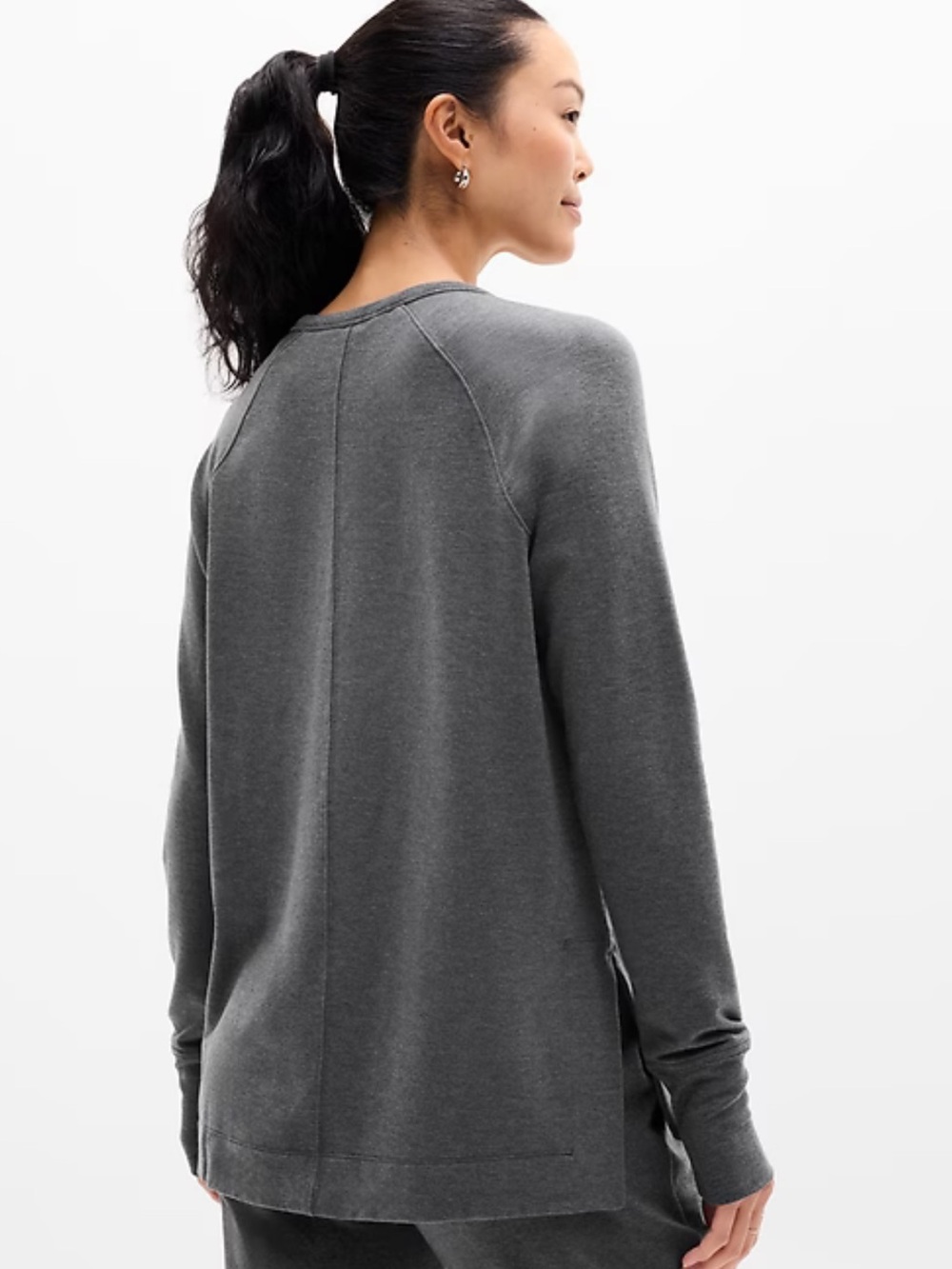 Athleta Coaster Luxe Recover Sweatshirt Heathered Gray Nirvana Fabric Size Small - Picture 3 of 12